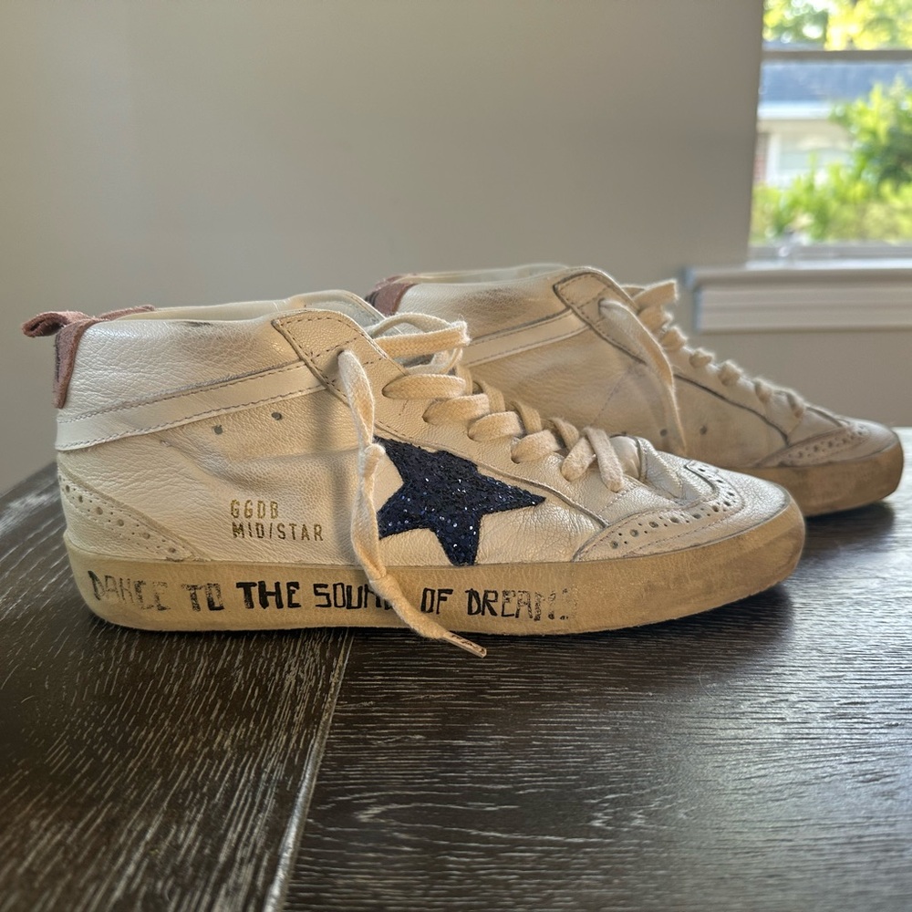 Golden Goose Kids High-Top Sneakers - White and Blue